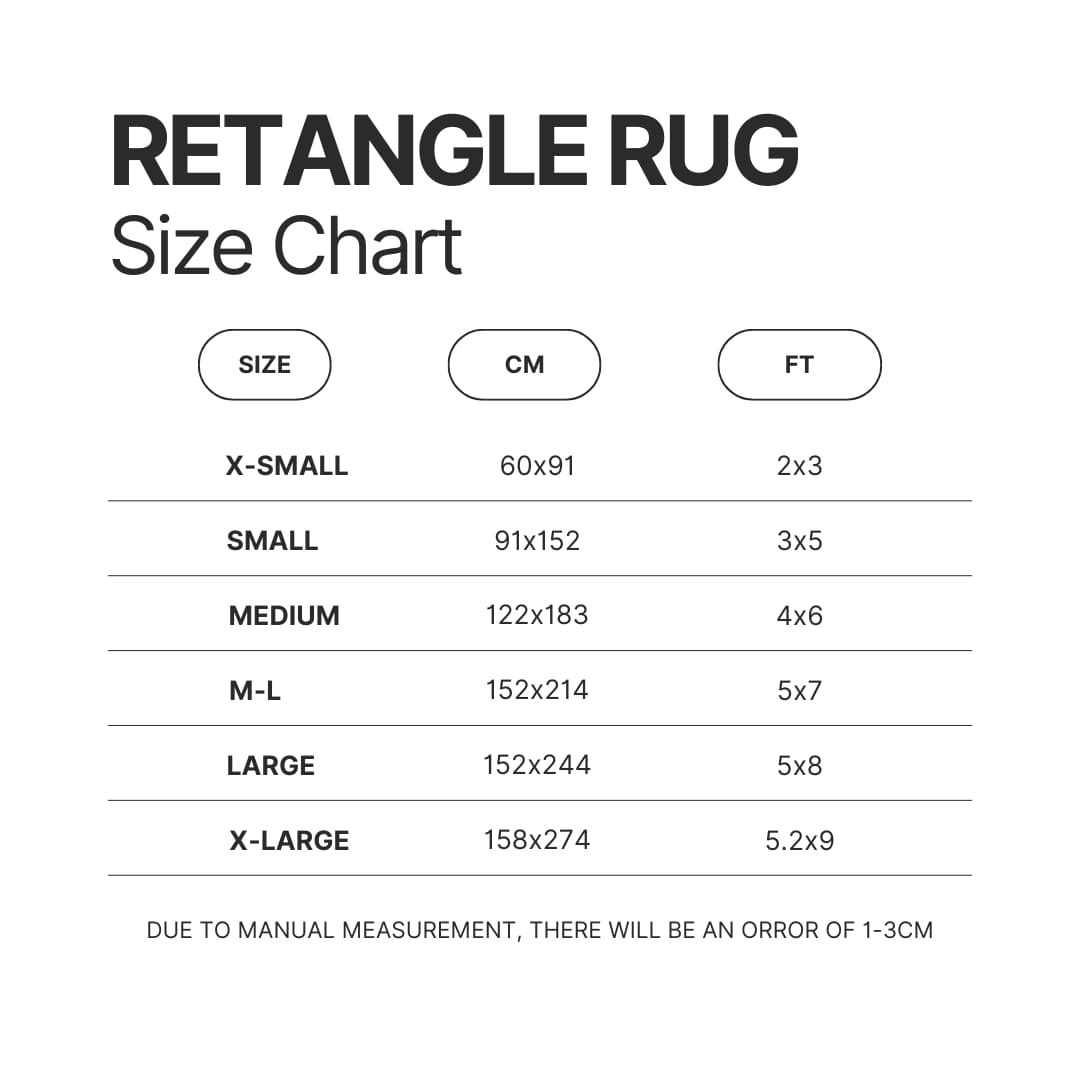 Retangle Rug Size Chart - Stray Kids EU Store